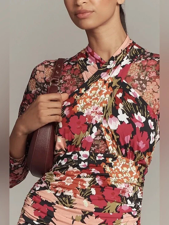 Anthropologie | Long-Sleeve Halter Mesh Midi Dress | Size XL | NWT - Picture 5 of 15